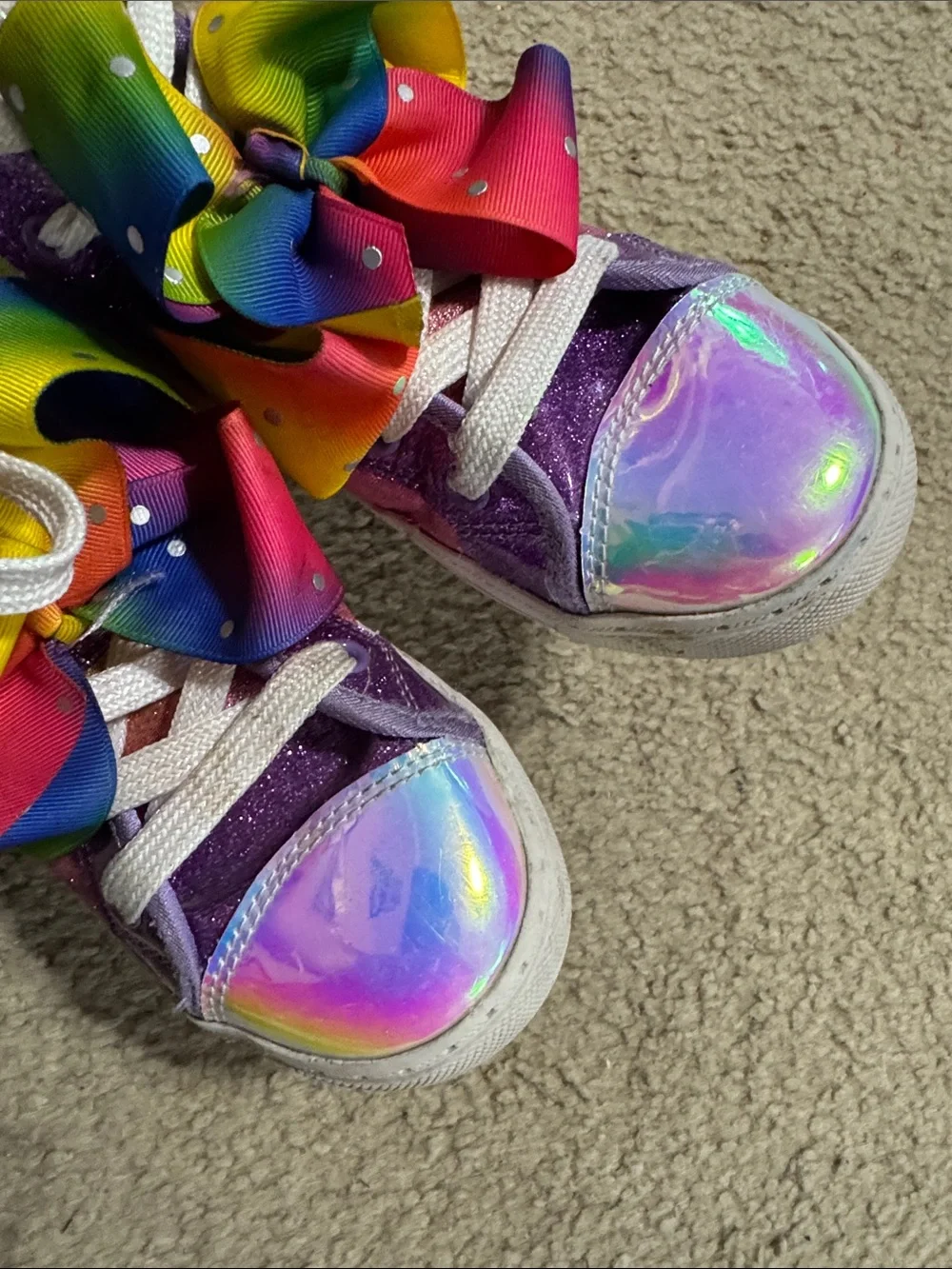 Nickelodeon Jojo Siwa Glitter High-Top Sneakers w Iridescent Toes Girls